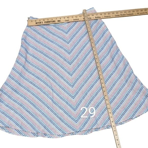 Talbots linen blend multicolor striped flowy breezy summer midi skirt 14P - Picture 3 of 6